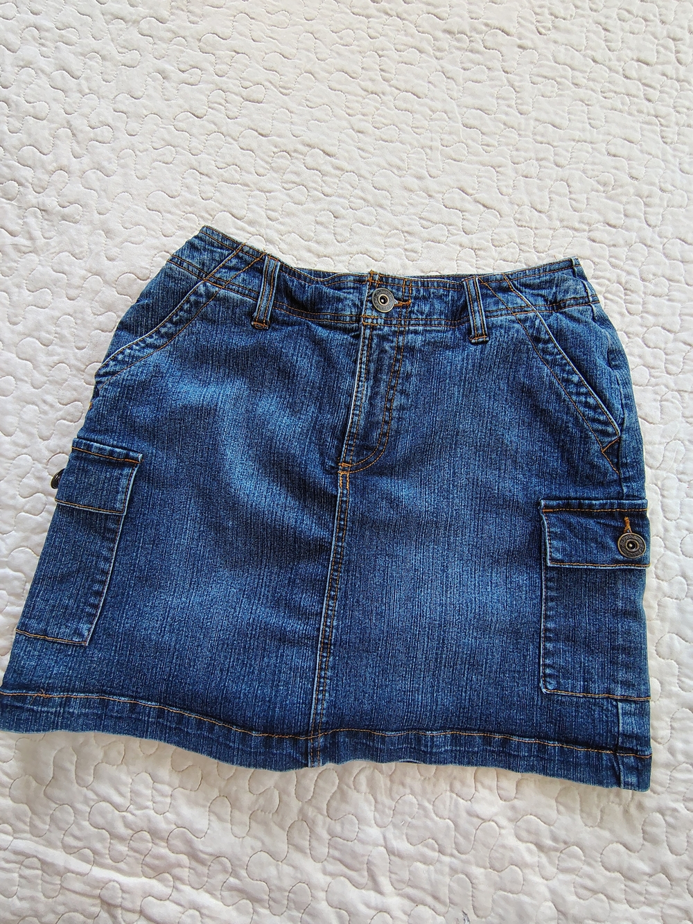 St. John's Bay Dark Blue Denim Cargo Mini Skirt